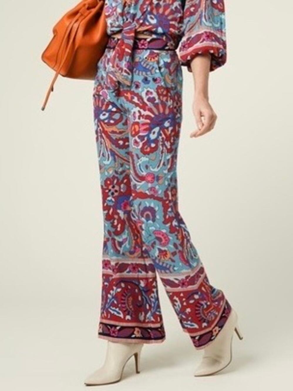 Cupcakes&Cashmere Blue&Red Print Wide Leg Palazzo Pants Sz.M